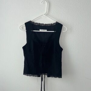 Commense Black Lace Detail Top